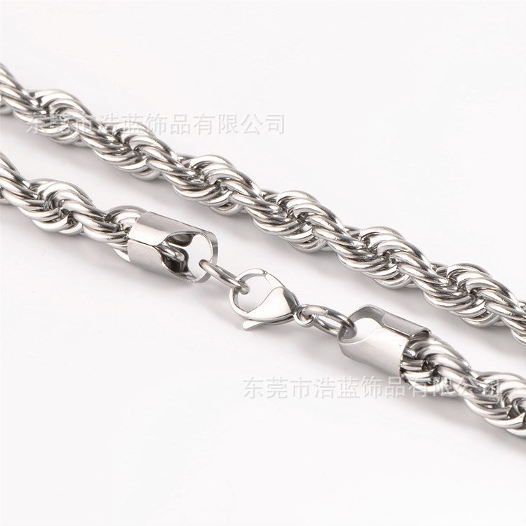 Wholesale Coarse Fried Dough Twists Fashion Stainless Steel Necklace